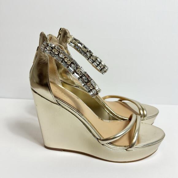 JEWEL BADGLEY MISCHKA KATHLEEN ANKLE STRAP WEDGE SANDAL SIZE 8.5 NEW - Picture 2 of 7